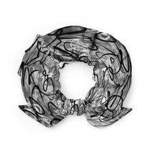 Load image into Gallery viewer, Black white and gray Recycled Scrunchie