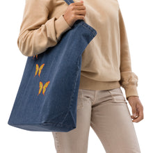 Load image into Gallery viewer, Butterflies Organic denim tote bag