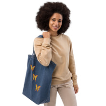 Load image into Gallery viewer, Butterflies Organic denim tote bag