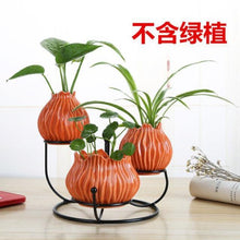 Load image into Gallery viewer, Ceramic and iron flowerpot vase OUT OF STOCK