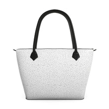 Load image into Gallery viewer, Leather White and Dots Zip Top Handbag
