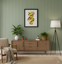 Load image into Gallery viewer, Abstract colour spirals Framed matte paper art
