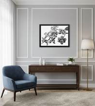 Load image into Gallery viewer, Black and White Orchids Framed Art print
