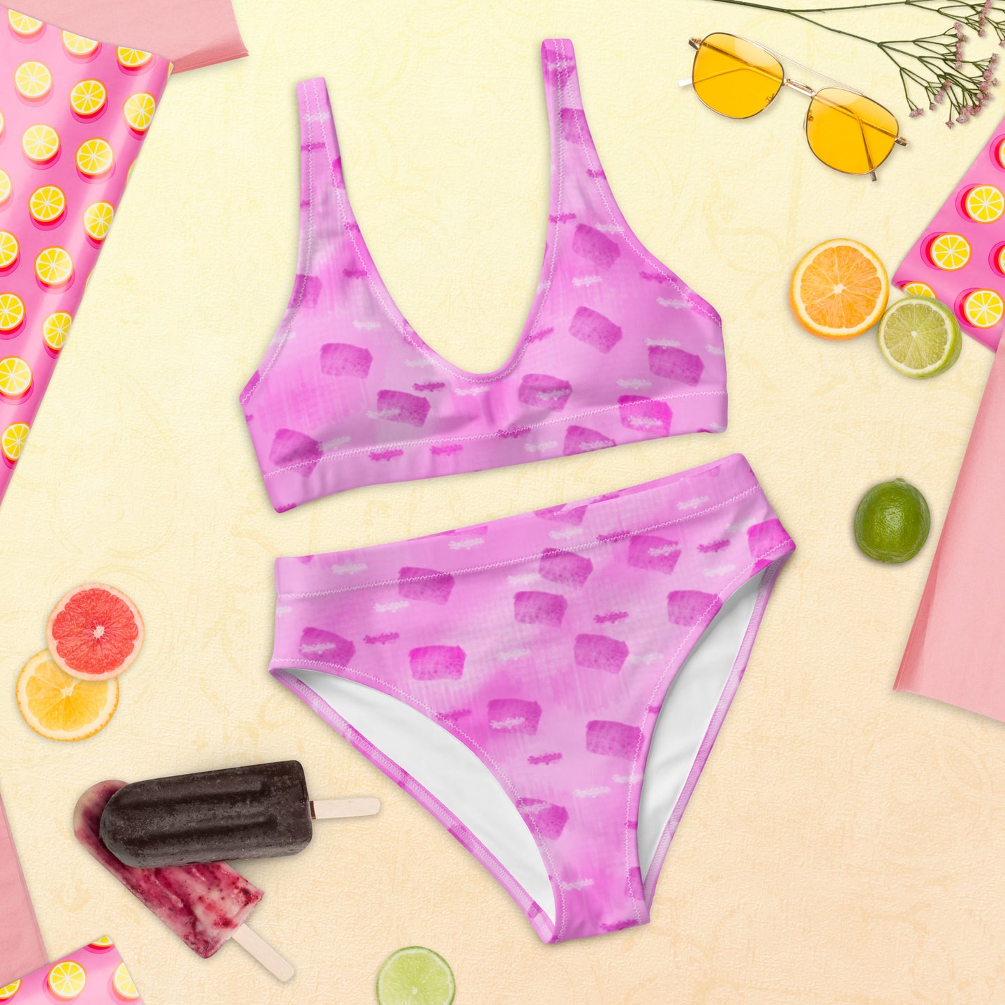 Pink Shoptopdesigns Recycled high-waisted bikini