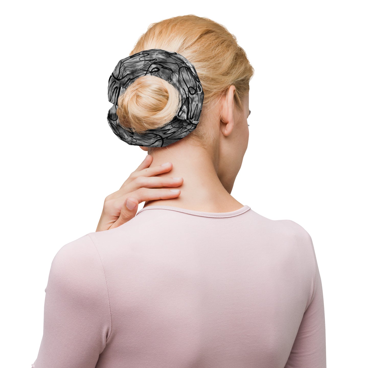 Black white and gray Recycled Scrunchie