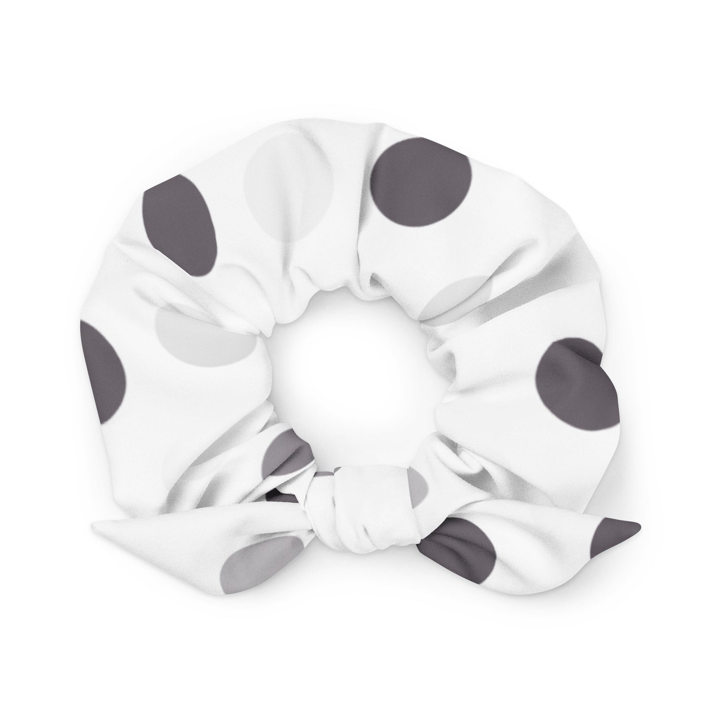 White and dots Recycled Scrunchie