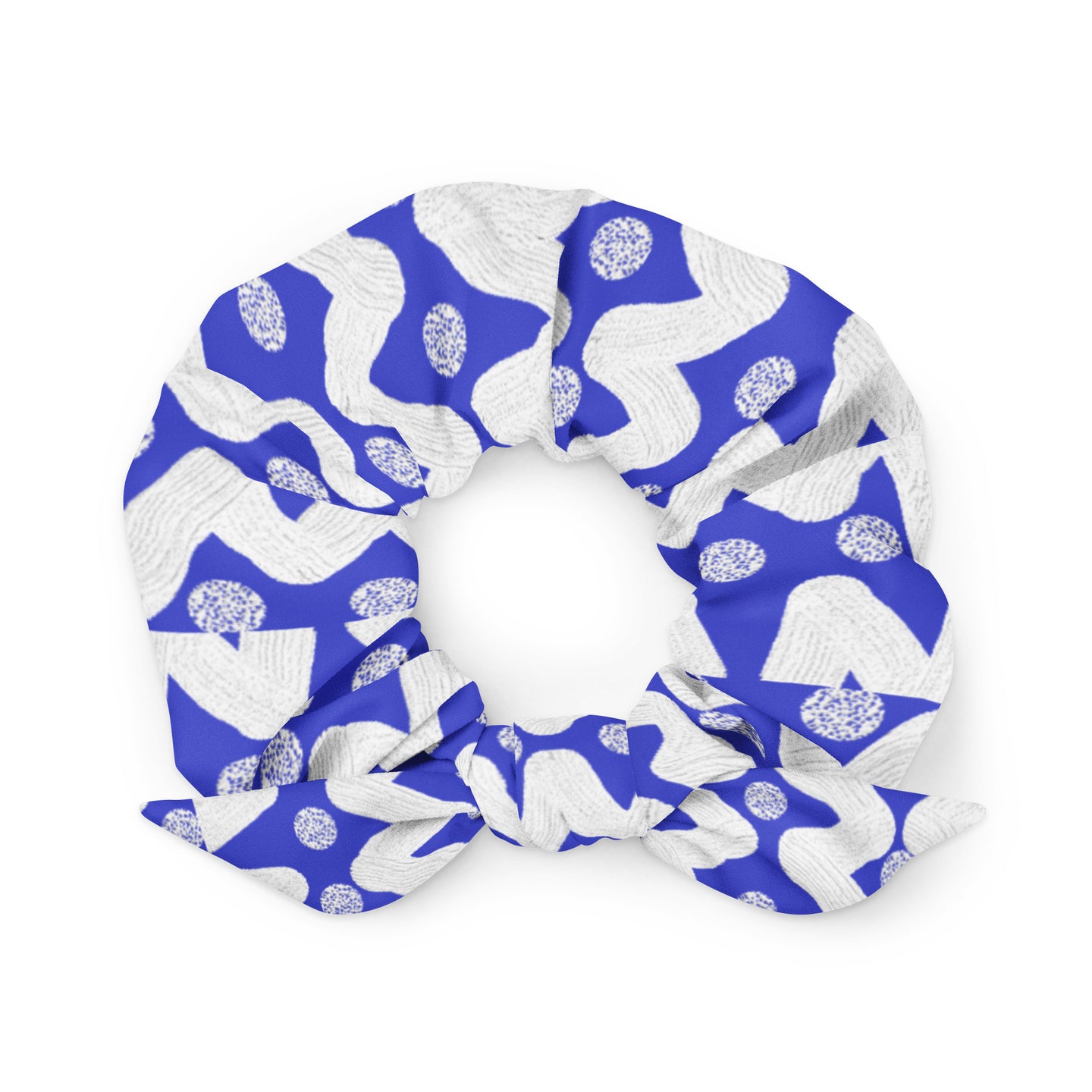 Blue and white Recycled Scrunchie