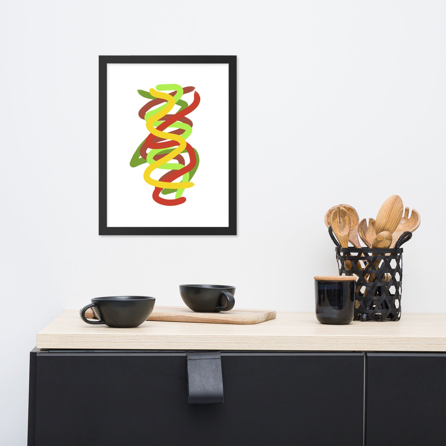 Abstract colour spirals Framed matte paper art