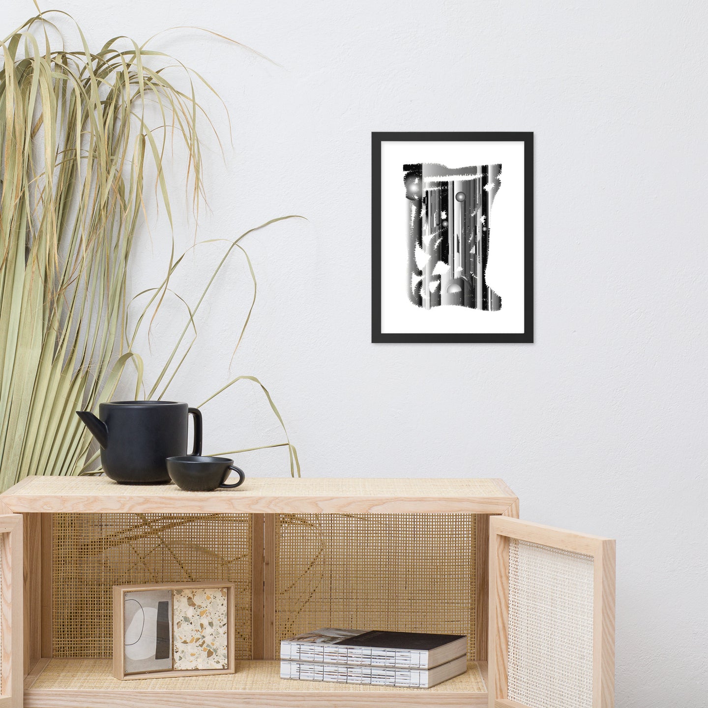 Black Abstract Framed matte paper Art