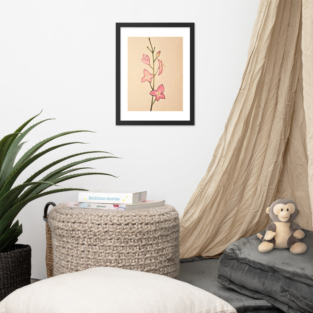 Pink flowers Framed matte paper poster