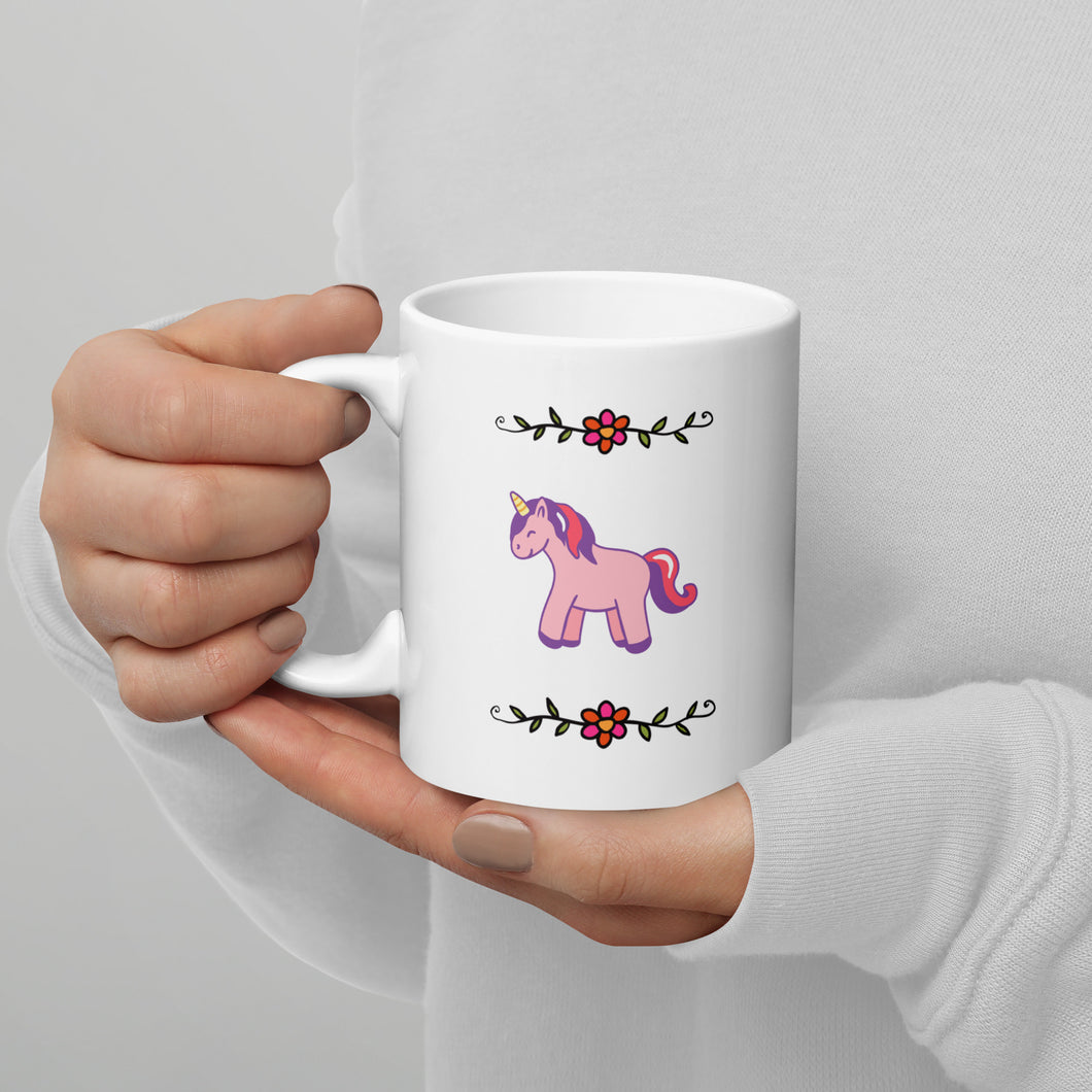 Pretty Unicorn White glossy mug