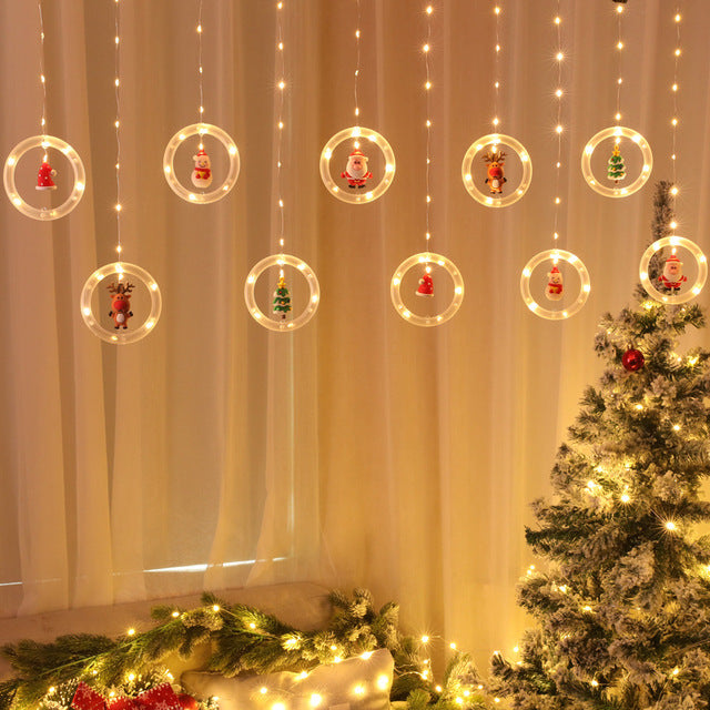 Navidad   2021   Home   Decor   Christmas   Round   Curtain   Light   String OUT OF STOCK