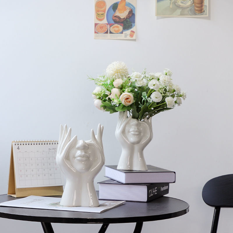 Nordic style face and hands ceramics vase OUT OF STOCK