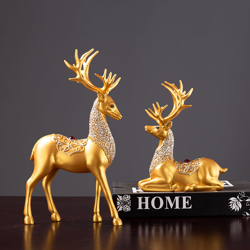 Blue and gold deer ornaments OUT OF STOCK