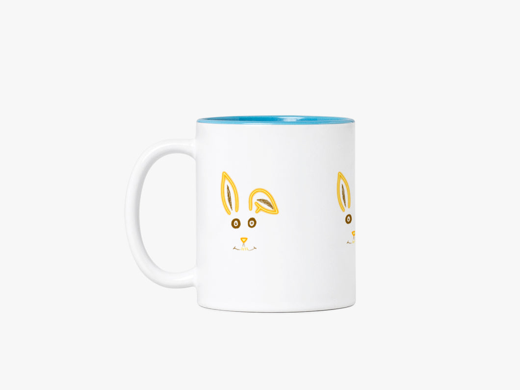 Funny Bunny White ceramic mugs with coloured inside | 350 ml